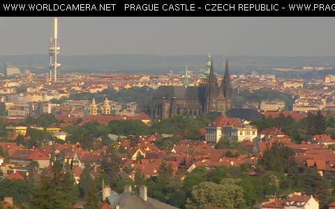 Prague castle and city skyline with TV tower