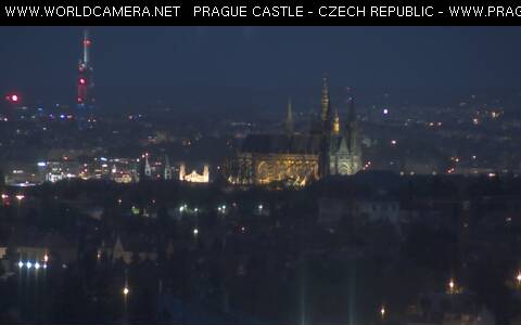 Prague castle and city skyline with TV tower