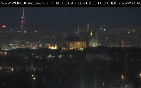 Prague castle and city skyline with TV tower