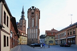 Europe - Germany - Tangermünde - city center, the Eulenturm tower and St. Stephan dome