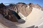 North America - USA - Arizona - Full view of the Dam, canyon, bridge and powerplat just fits to the fisheye lens.