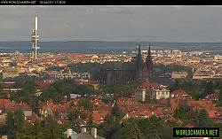 Prague castle and city skyline with TV tower