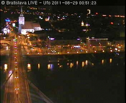 Bratislava, skyline from New bridge.