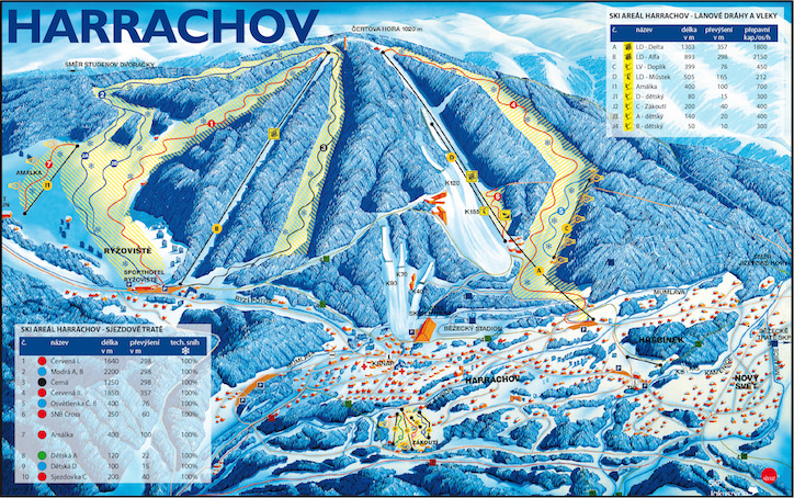 Mapa lyžařského areálu Harrachov